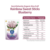 Farm to Baby Organic Rice Puffs Rainbow Sweet Sticks 20g - Blueberry