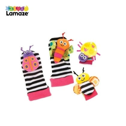 Lamaze Gardenbug Foot Finder Wrist Rattle Set Stripes/Pink (First Edition)