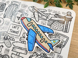 DrawnBy Washable Silicone Coloring Mat - Let's Travel