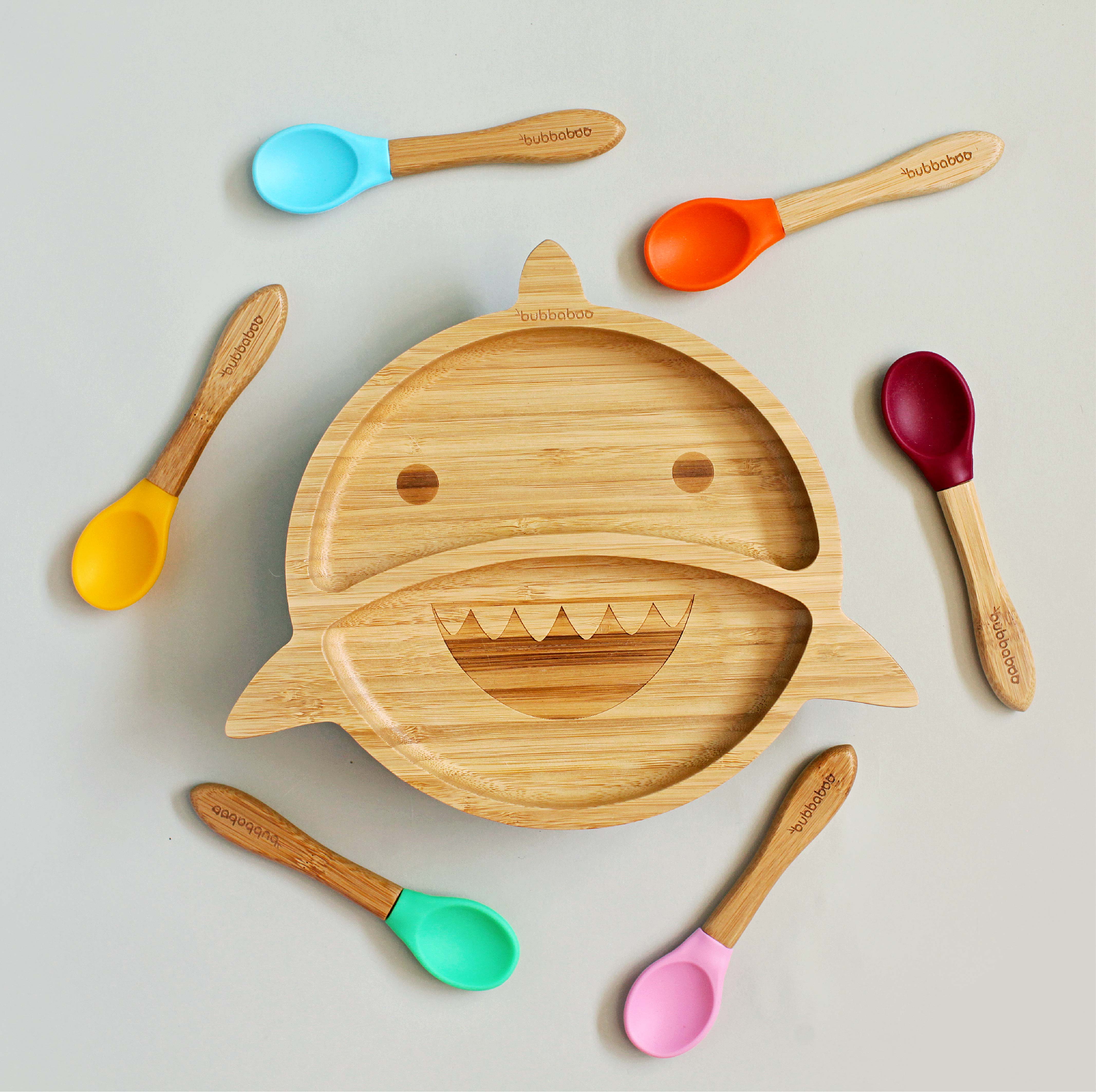 Bubbaboo Bamboo Shark Plate and Spoon Set