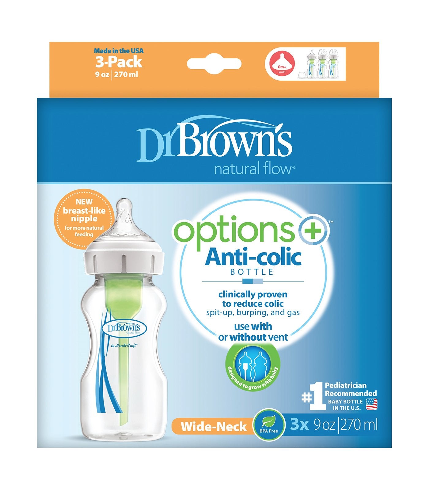 Dr. Brown's Options+ PP Wide Neck - 3 Bottle Pack (9oz/270ml)