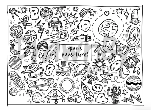 DrawnBy Washable Silicone Coloring Mat - Space Adventures