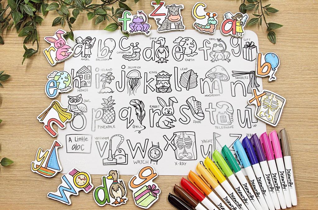 DrawnBy Washable Silicone Coloring Mat - A Little abc